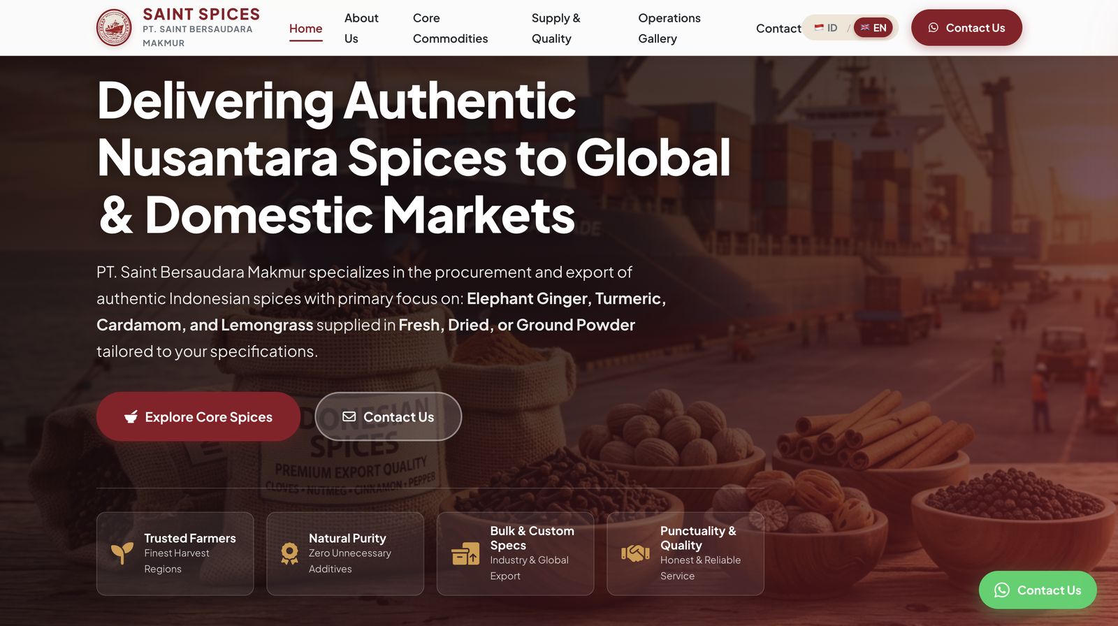 Saint Spices website, home page