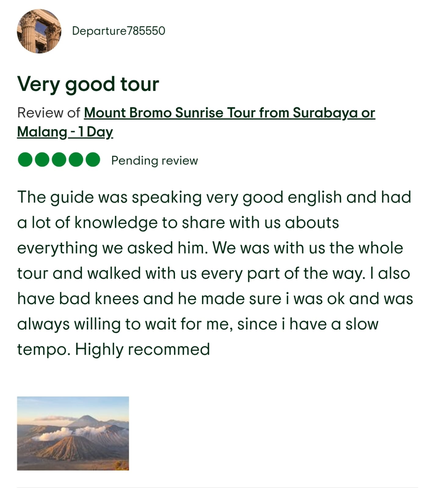 Review from Departure785550